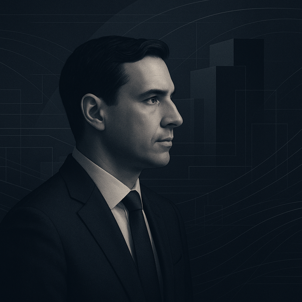 Ilustração editorial sobre arquitetura de crédito e fintech