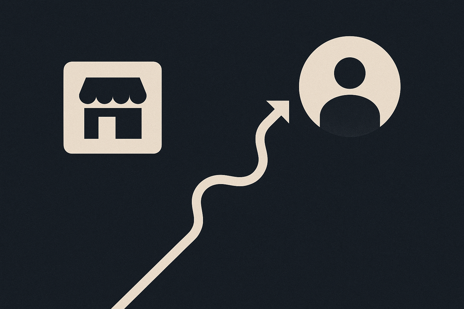 Ilustração editorial sobre dependência de marketplace e construção de canal próprio